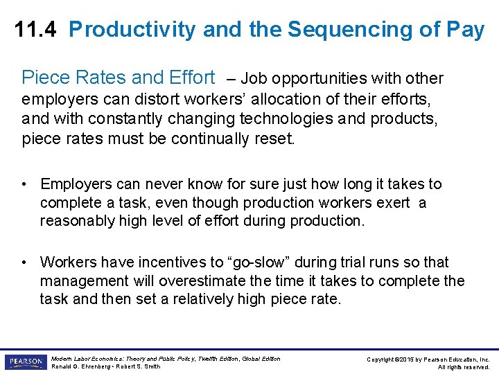 11. 4 Productivity and the Sequencing of Pay Piece Rates and Effort – Job