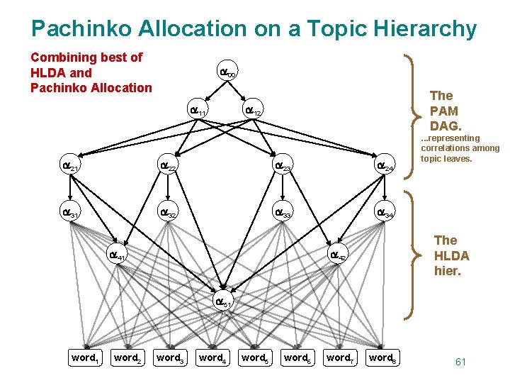 Pachinko Allocation on a Topic Hierarchy Combining best of HLDA and Pachinko Allocation 00