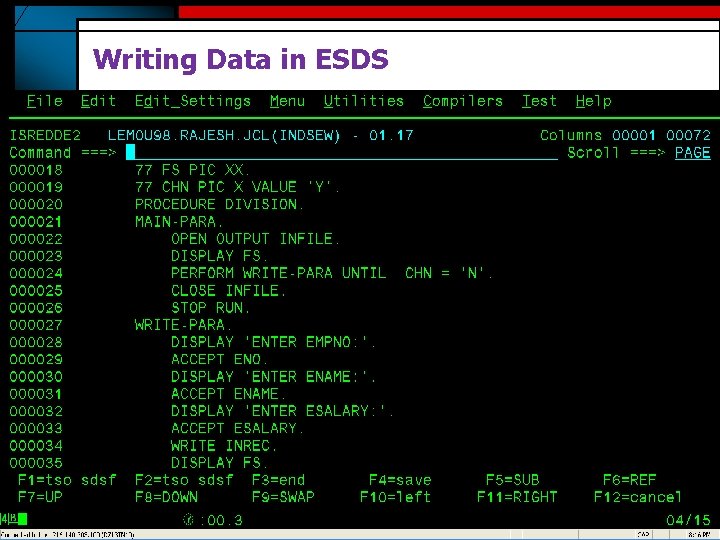 Writing Data in ESDS 