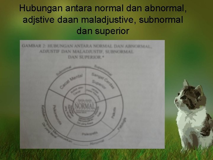 Hubungan antara normal dan abnormal, adjstive daan maladjustive, subnormal dan superior 