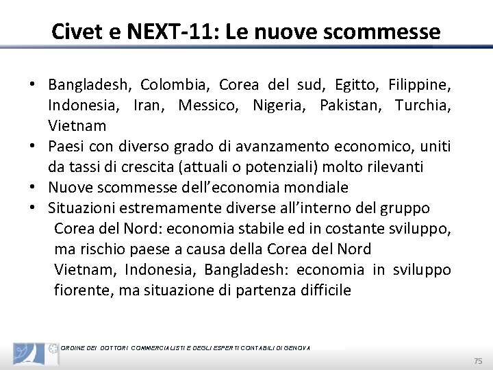 Civet e NEXT-11: Le nuove scommesse • Bangladesh, Colombia, Corea del sud, Egitto, Filippine,