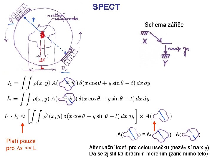 SPECT Schéma zářiče A( ) = A( ) Platí pouze pro Dx << L