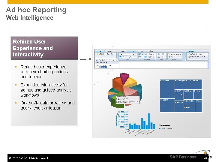 Ad hoc Reporting Web Intelligence Refined User Experience and Interactivity § Refined user experience