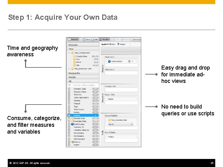 Step 1: Acquire Your Own Data Time and geography awareness Easy drag and drop