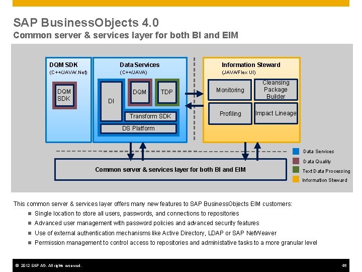 SAP Business. Objects 4. 0 Common server & services layer for both BI and