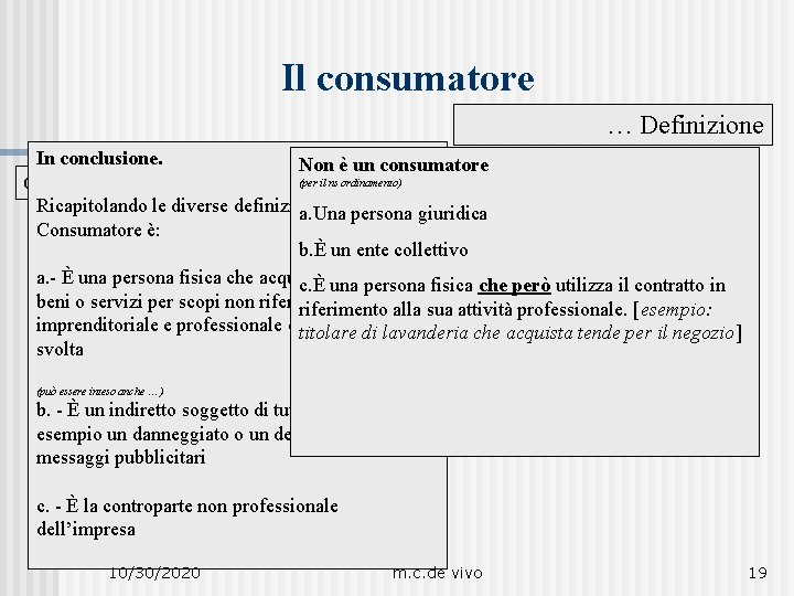 Il consumatore … Definizione In conclusione. Non è un consumatore Teorie sulla definizione …