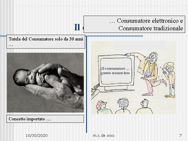 Il … Consumatore elettronico e consumatore Consumatore tradizionale Tutela del Consumatore solo da 30