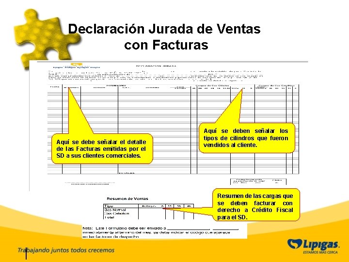 Declaración Jurada de Ventas con Facturas Aquí se debe señalar el detalle de las