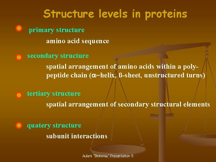 Structure levels in proteins primary structure amino acid sequence secondary structure spatial arrangement of