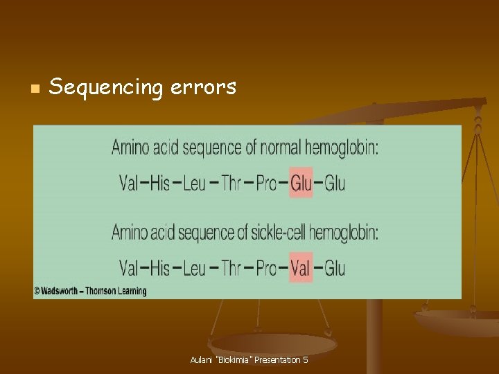 n Sequencing errors Aulani "Biokimia" Presentation 5 