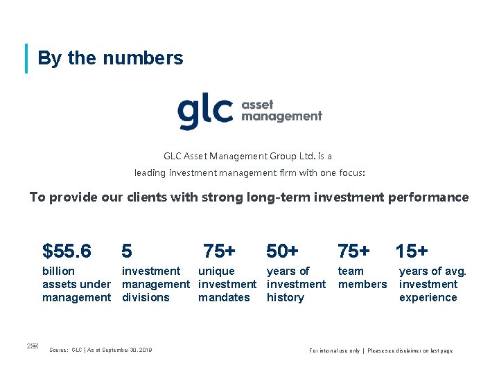 By the numbers GLC Asset Management Group Ltd. is a leading investment management firm