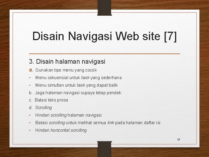 Disain Navigasi Web site [7] 3. Disain halaman navigasi a. Gunakan tipe menu yang