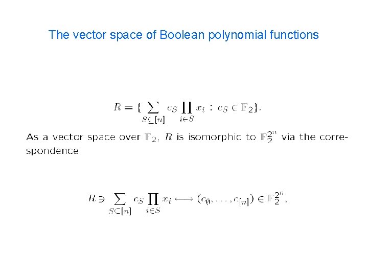 The vector space of Boolean polynomial functions 