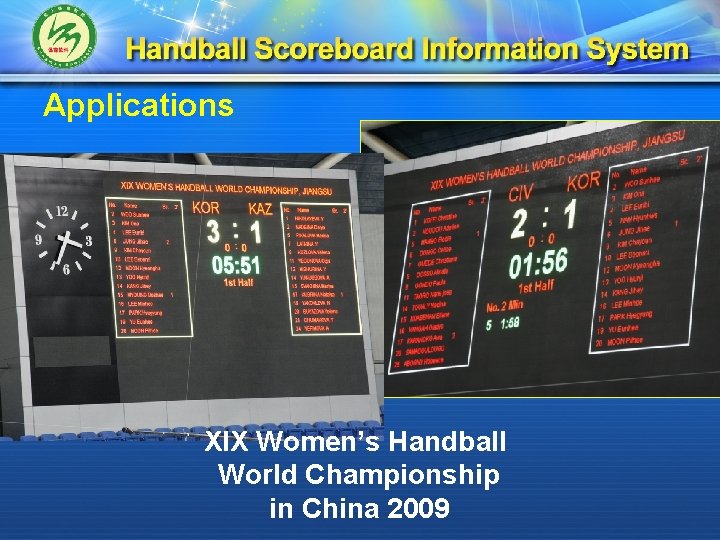 Applications XIX Women’s Handball World Championship in China 2009 