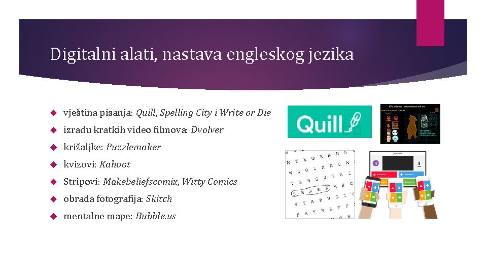 Digitalni alati, nastava engleskog jezika vještina pisanja: Quill, Spelling City i Write or Die