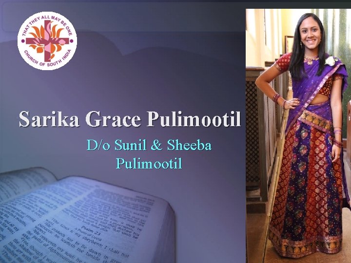 Sarika Grace Pulimootil D/o Sunil & Sheeba Pulimootil 