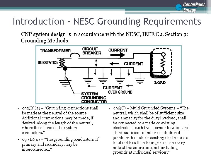 Introduction - NESC Grounding Requirements CNP system design is in accordance with the NESC,