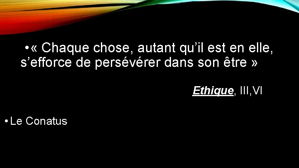  • « Chaque chose, autant qu’il est en elle, s’efforce de persévérer dans