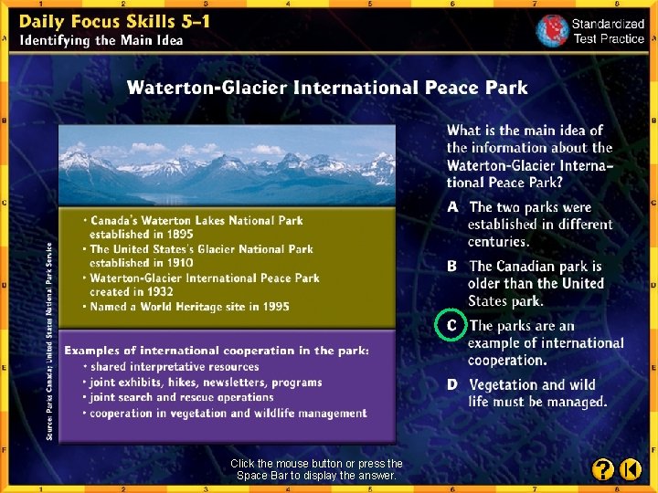 Click the mouse button or press the Space Bar to display the answer. 