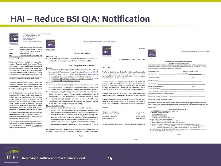 HAI – Reduce BSI QIA: Notification 16 