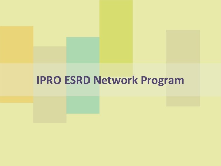 IPRO ESRD Network Program 