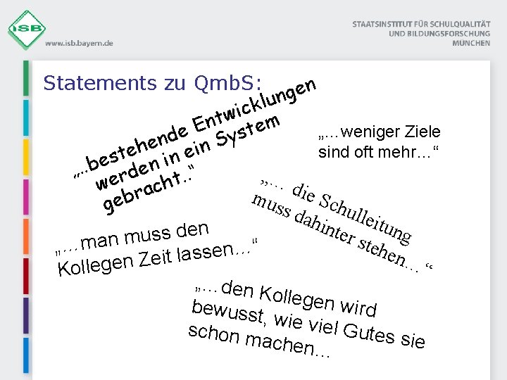 Statements zu Qmb. S: gen n u l k ic w t n m