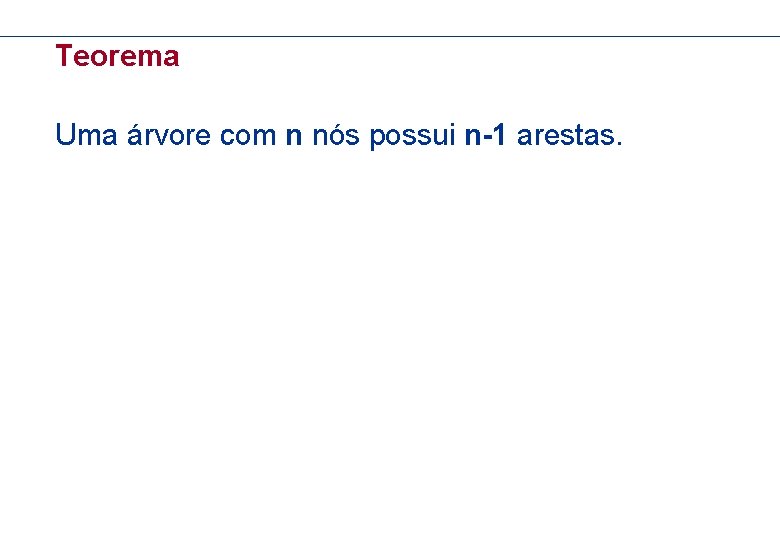 Teorema Uma árvore com n nós possui n-1 arestas. 