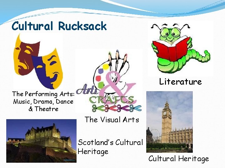Cultural Rucksack Literature The Performing Arts: Music, Drama, Dance & Theatre The Visual Arts