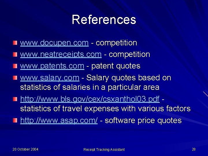 References www. docupen. com - competition www. neatreceipts. com - competition www. patents. com