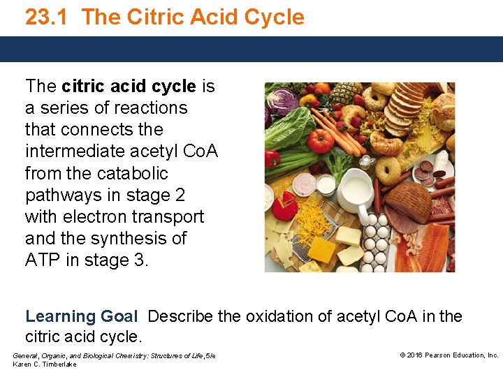 23. 1 The Citric Acid Cycle The citric acid cycle is a series of