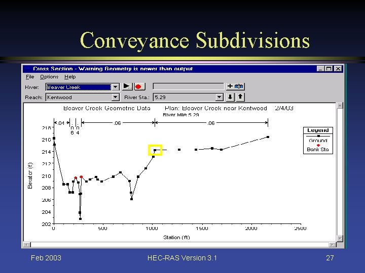 Conveyance Subdivisions Feb 2003 HEC-RAS Version 3. 1 27 