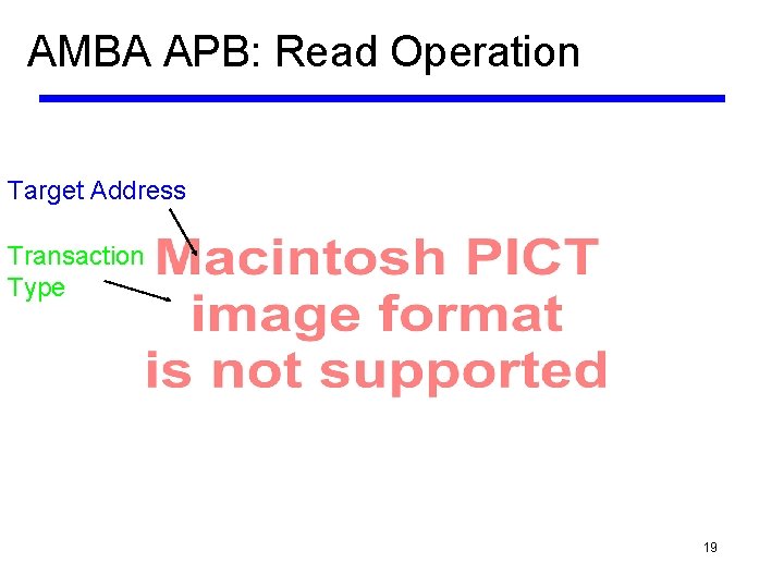 AMBA APB: Read Operation Target Address Transaction Type 19 