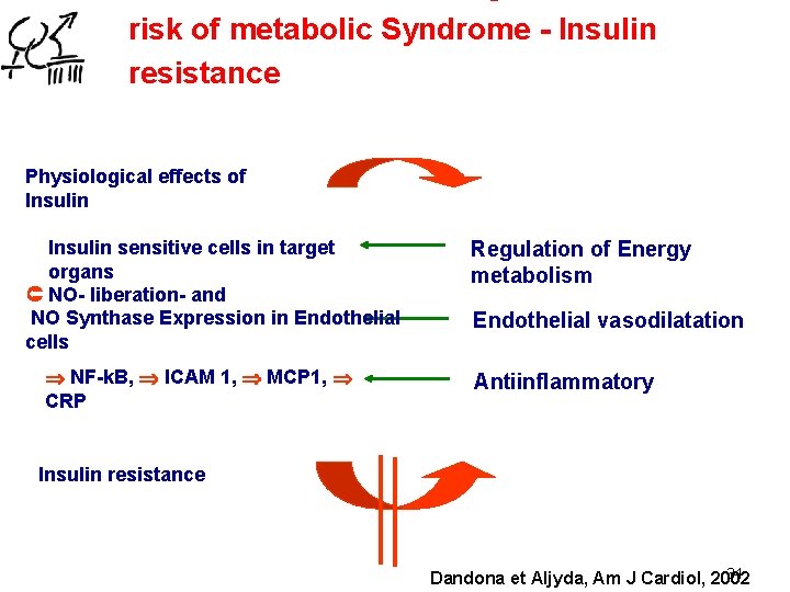 risk of metabolic Syndrome - Insulin resistance Physiological effects of Insulin sensitive cells in