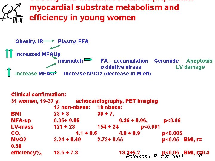 Obesity and insulin resistance (IR) inhibit myocardial substrate metabolism and efficiency in young women