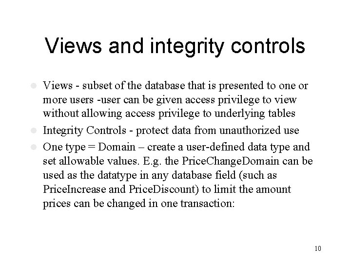 Data and Database Administration CS 263 Lecture 15