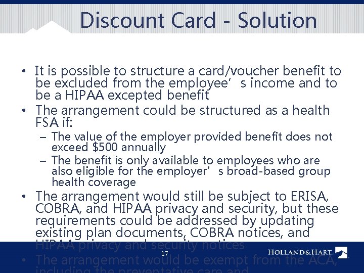 Discount Card - Solution • It is possible to structure a card/voucher benefit to