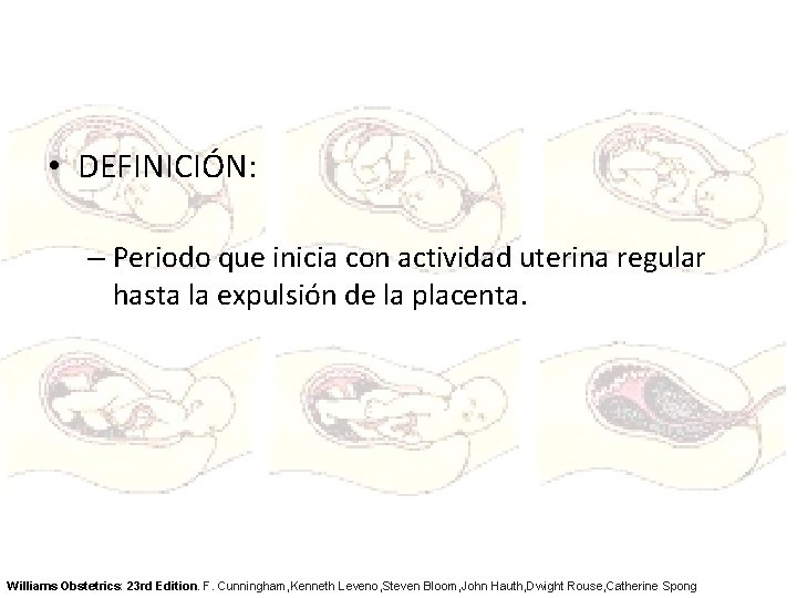 • DEFINICIÓN: – Periodo que inicia con actividad uterina regular hasta la expulsión