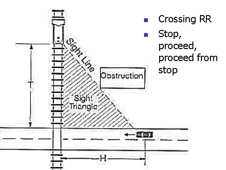 n n Crossing RR Stop, proceed from stop 