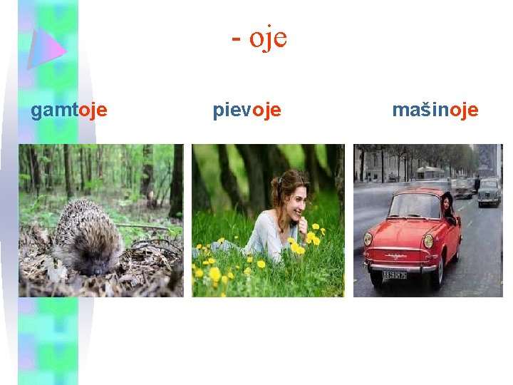 - oje gamtoje pievoje mašinoje 