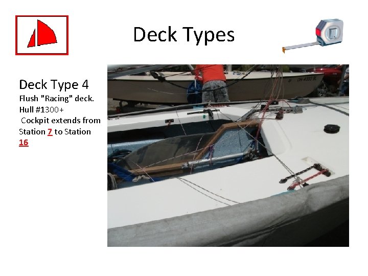 Deck Types Deck Type 4 Flush "Racing" deck. Hull #1300+ Cockpit extends from Station