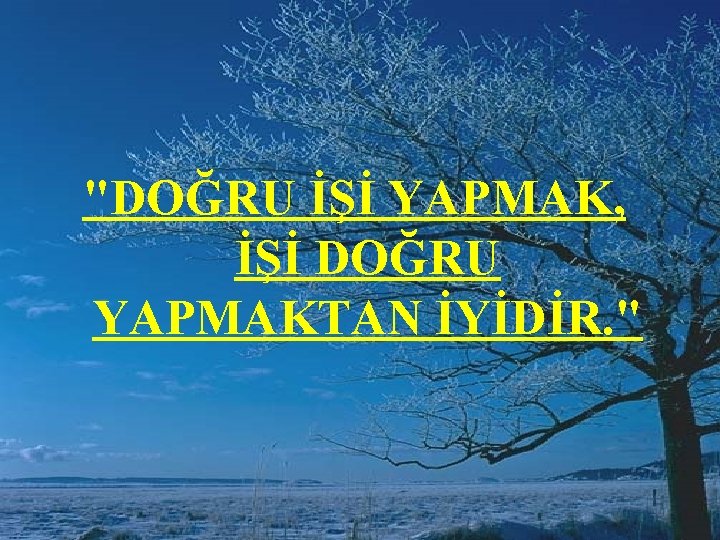 "DOĞRU İŞİ YAPMAK, İŞİ DOĞRU YAPMAKTAN İYİDİR. " 