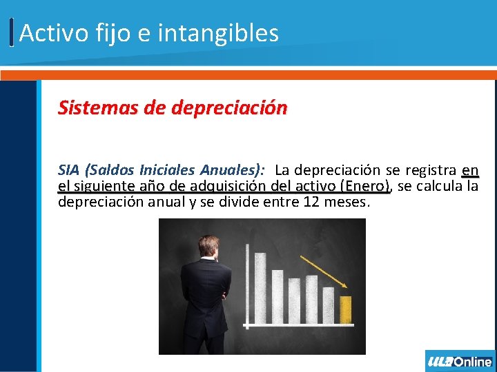 Activo fijo e intangibles Sistemas de depreciación SIA (Saldos Iniciales Anuales): La depreciación se