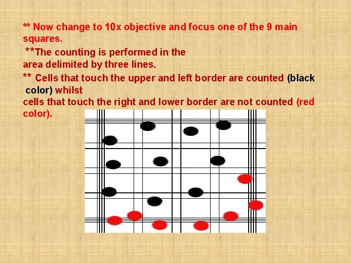 ** Now change to 10 x objective and focus one of the 9 main