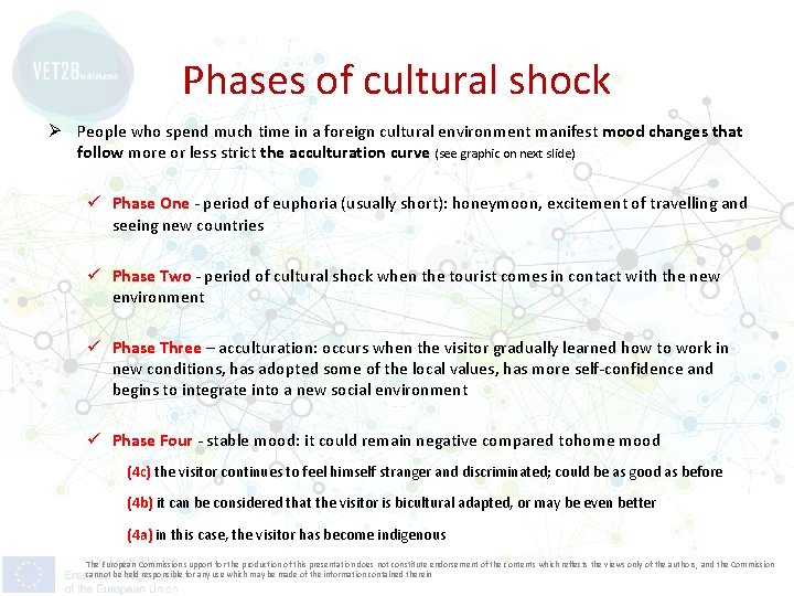 Phases of cultural shock Ø People who spend much time in a foreign cultural