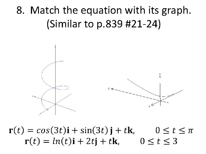 8. Match the equation with its graph. (Similar to p. 839 #21 -24) 8. Match the equation with its graph. (Similar to p. 839 #21 -24)