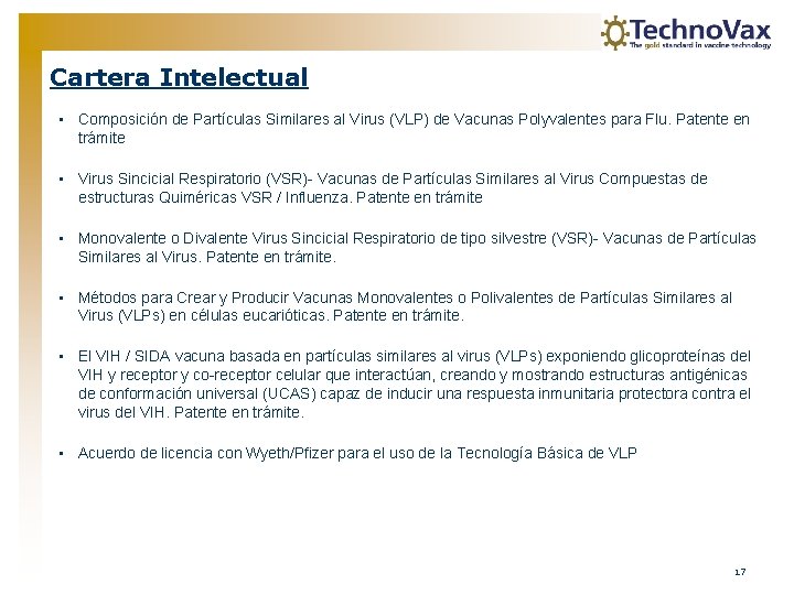 Cartera Intelectual • Composición de Partículas Similares al Virus (VLP) de Vacunas Polyvalentes para