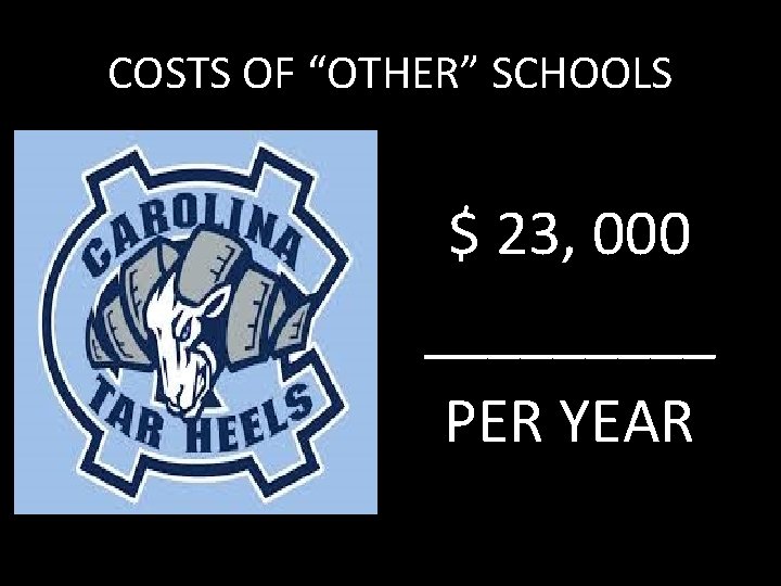 COSTS OF “OTHER” SCHOOLS $ 23, 000 _____ PER YEAR 