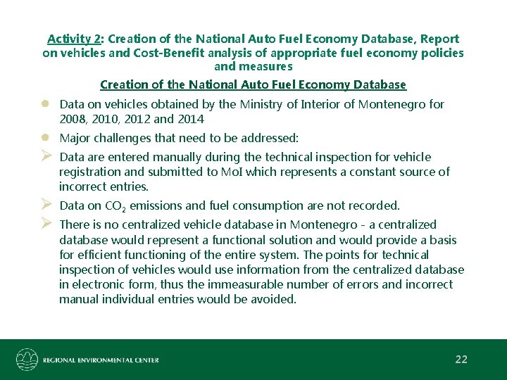 Activity 2: Creation of the National Auto Fuel Economy Database, Report on vehicles and