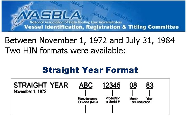 Between November 1, 1972 and July 31, 1984 Two HIN formats were available: Straight