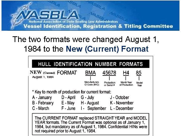 The two formats were changed August 1, 1984 to the New (Current) Format NEW